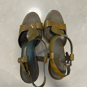Yves Saint Laurent Olive Green Platform Sandals